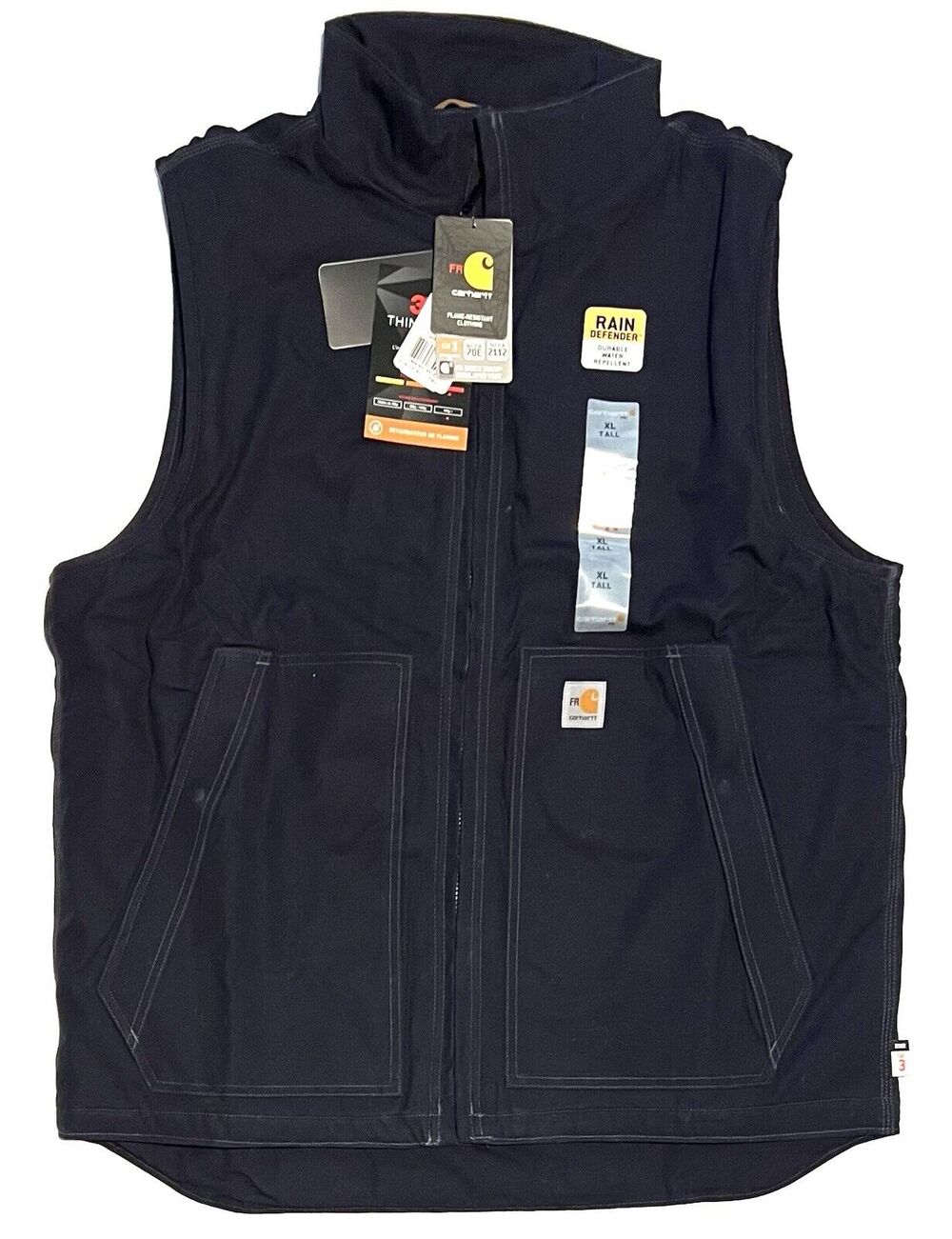 Carhartt 103387 XLT Rain Defender FR Flame Resistant Quick Duck Vest Navy TALL